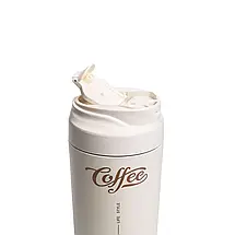 Термочашка з керамічною колбою Coffee на 480 мл бежева, фото 5