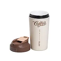 Термочашка з керамічною колбою Coffee на 480 мл коричнева, фото 3