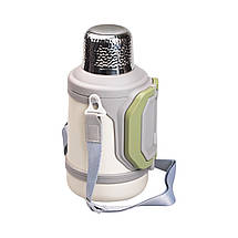 Похідний термос на 1,5 л зі складними ручками та фліп кришкою Vacuum Cup сірий, фото 3