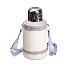 Похідний термос на 1,5 л зі складними ручками та фліп кришкою Vacuum Cup сірий, фото 4