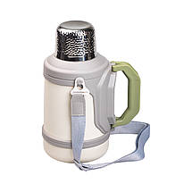 Похідний термос на 1,5 л зі складними ручками та фліп кришкою Vacuum Cup сірий, фото 6