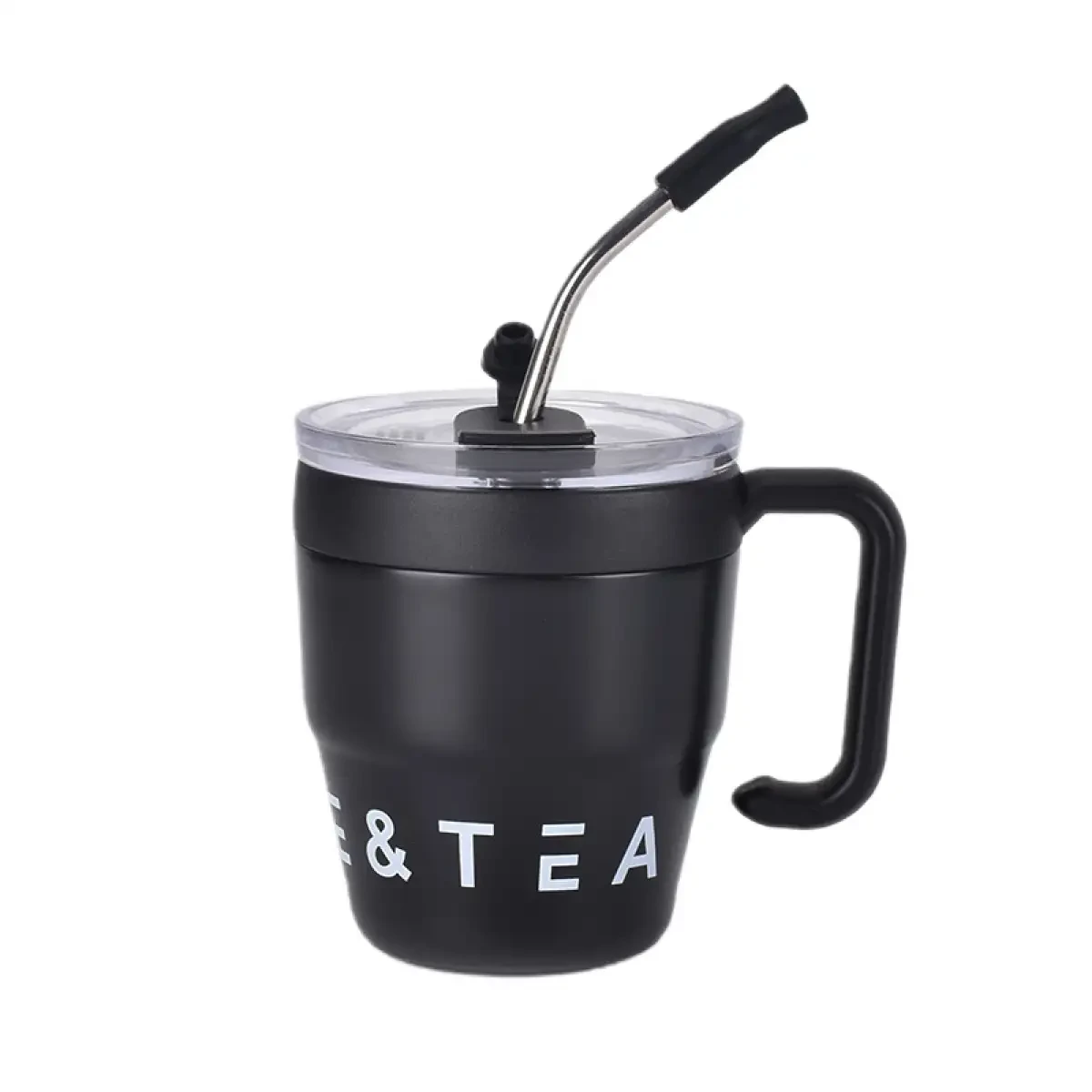 Термочашка на 480 мл із трубочкою та подвійним відкриванням Coffee & Tea чорна
