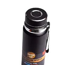 Термос із датчиком температури та ситечком на 1 л Vacuum Sports чорний, фото 4