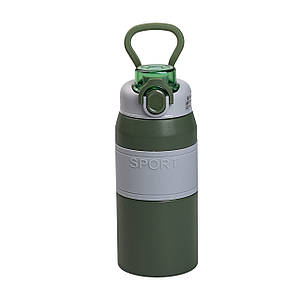 Термос на 600 мл з ручкою та мундштуком Sport зелений
