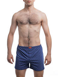 Чоловічі труси боксерки сімейні класичні 100% бавовна Atlet МБ 000030 принт сині розмір 46