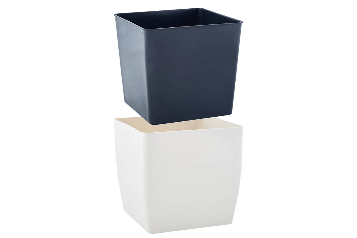 Вазон "Квадро" низький 22*22*21см, (115084), Пластик, біла роза, Aleana, Арт.60152