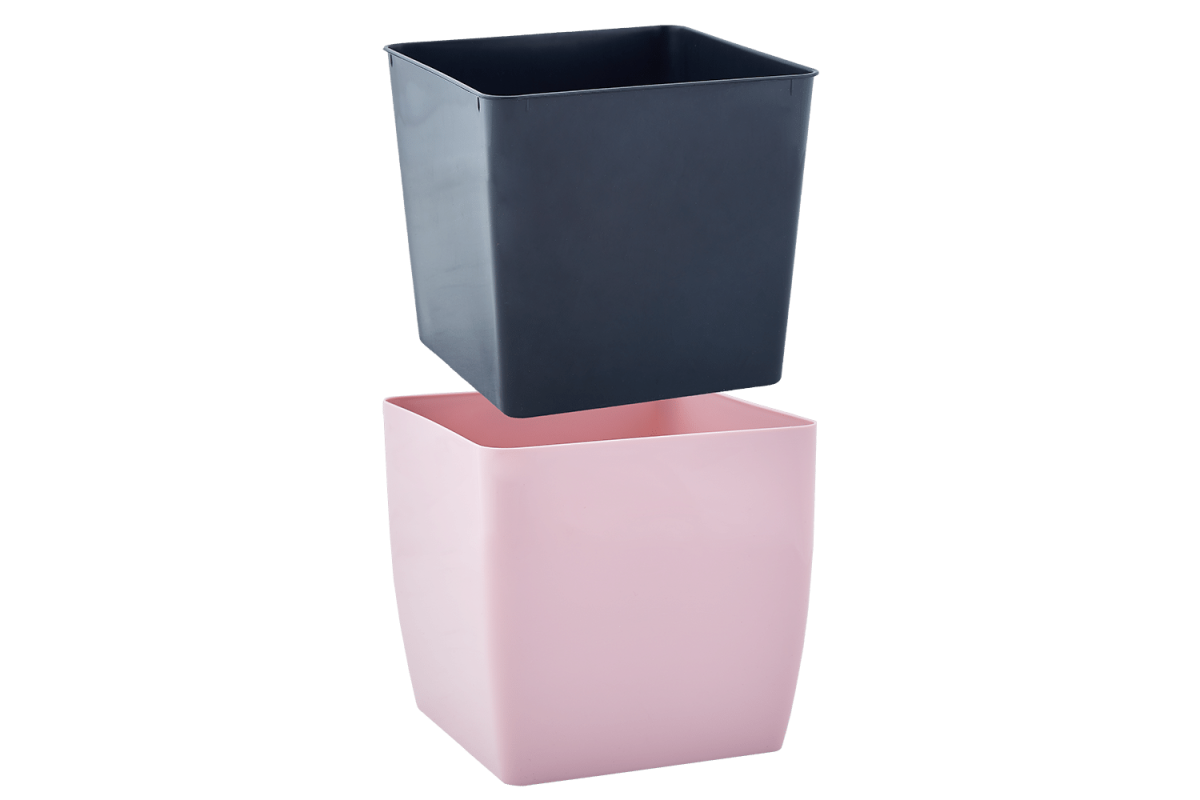 Вазон "Квадро" низький 22*22*21см, (115084), Пластик, фрезія, Aleana, Арт.60155