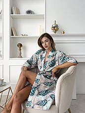 Жіночий халат COSY віскоза жатка Tropic листя, фото 3