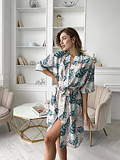 Жіночий халат COSY віскоза жатка Tropic листя, фото 5