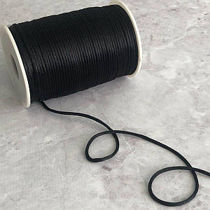 #1 Шнур корсетний (сатиновий, шовковий) 2мм- чорний