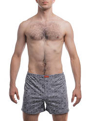 Чоловічі труси боксерки сімейні класичні 100% бавовна Atlet МБ 000079 принт сірі (розміри: 46,52)