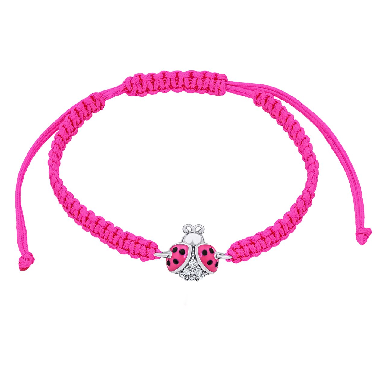 UmaUmi Браслет плетений Сонечко блискуче з рожевою емаллю та фіанітами, фото 1