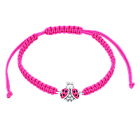 UmaUmi Браслет плетений Сонечко блискуче з рожевою емаллю та фіанітами