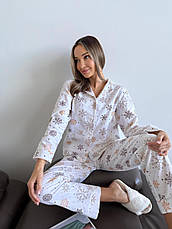 Домашня жіноча піжама COSY Сніжинки (сорочка+штани), фото 6