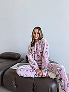 Домашня тепла жіноча піжама COSY Мяу-Лав з велсофта