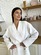 Жіночий вафельний халат COSY довгий білий, фото 3