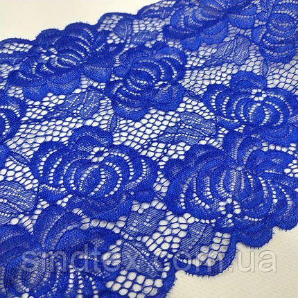 (1 метр) Мереживо гіпюр стрейч, синій електрик колір 17 см (КС-10020-се), фото 2