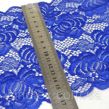 (1 метр) Мереживо гіпюр стрейч, синій електрик колір 17 см (КС-10020-се), фото 3