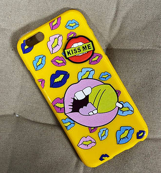 Силіконовий чохол для iPhone 6S/6 - Kiss Me, Жовтий