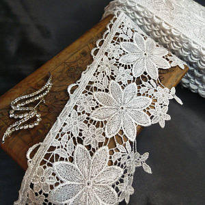 (1 метр) Мереживо макраме Sindtex 11 см колір - білий (34м-C70323-1)