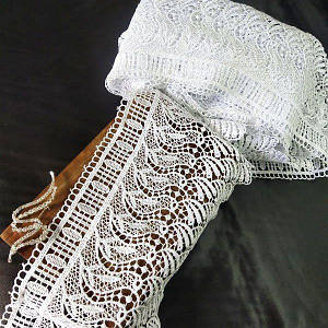 (1 метр) Мереживо макраме Sindtex 17 см колір - білий (45м-SF3476A-1)