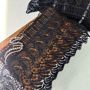 (1 метр) Мереживо макраме Sindtex 17 см колір - чорний (45м-SF3476A-2