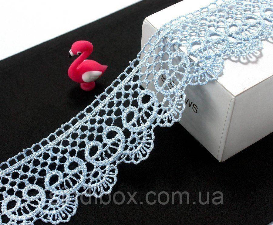 (1 метр) Мереживо макраме 5см "Завиток" колір - блакитний, фото 1