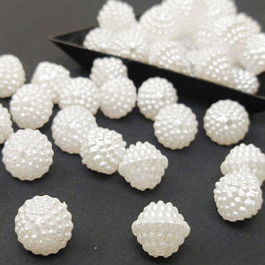 (20 грам) Намистини пластикові біконус 11х12мм, Колір - білий