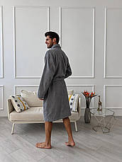 Чоловічий халат COSY махровий Fortune шаль сірий, фото 4