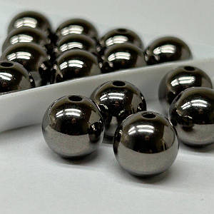 (20 грам) Перли бусини пластик Ø12мм - чорний хром