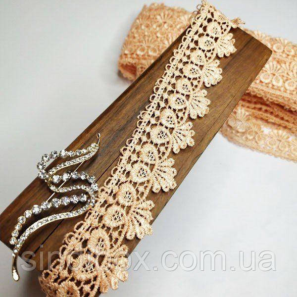 (1 метр) Мереживо макраме Sindtex 4 см колір - персиковий (33м-Y12404A-2), фото 1