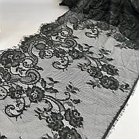 (3 м) Французьке мереживо з віями, Шантильї 41 см (3320) - чорний
