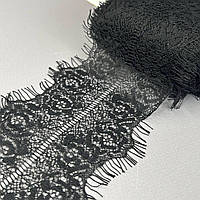 (3 м) Французьке мереживо з віями, Шантильї 8 см (6337) - чорний