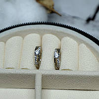 Сережки Xuping Jewelry з білим цирконом з медичного сплаву родій 12х3 мм XCP-388