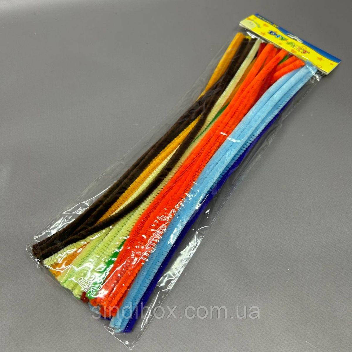 (50 шт) Пухнастий дріт (синель) 30 см (Ø5 мм), мікс кольорів, фото 1