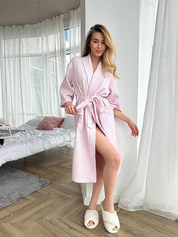 Вафельний халат COSY Жіночий шаль світло ліловий, фото 1