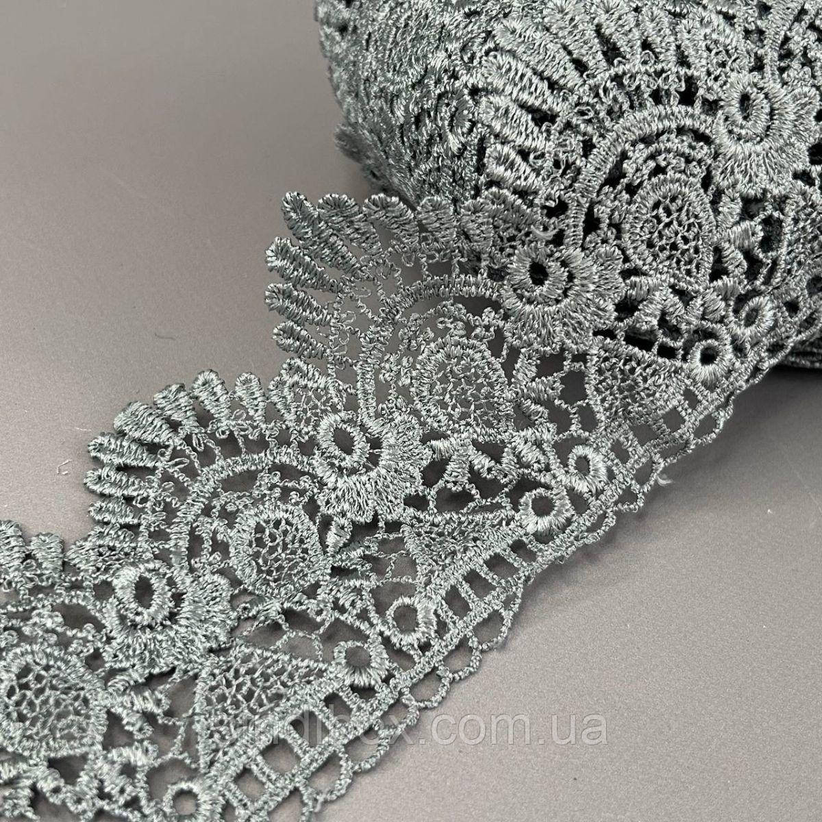 (53-727-29-006) Мереживо макраме 9,5 см - сірий, фото 1