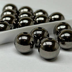 (20 грам) Перли бусини пластик Ø12мм - чорний хром