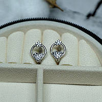 Сережки Xuping Jewelry з білим цирконом з медичного сплаву родій 12х10 мм XCP-296