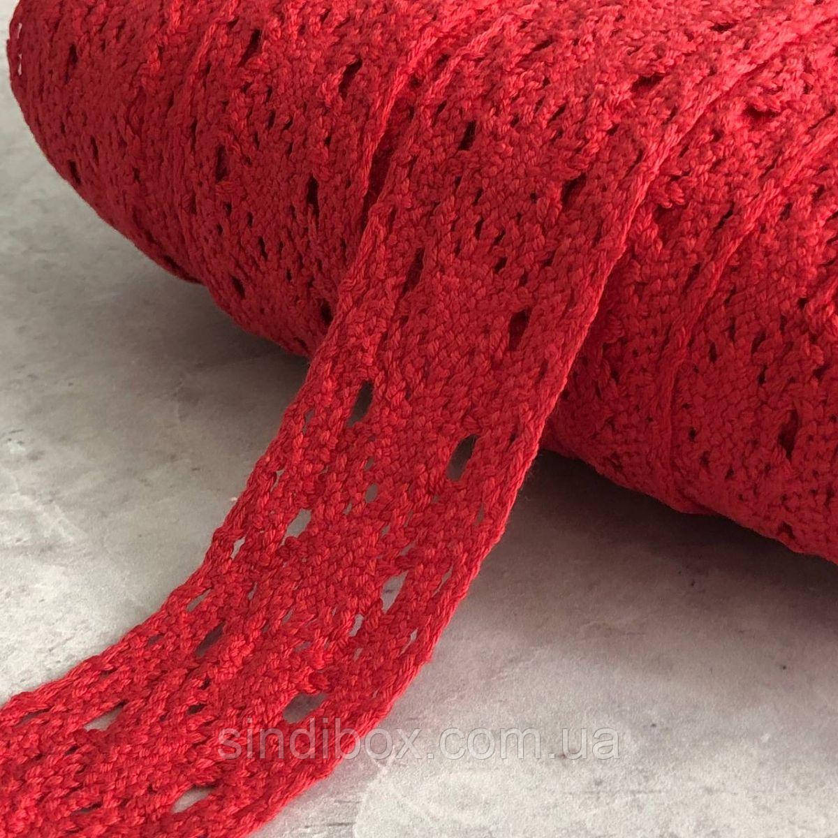 (1 метр) Бавовняне мереживо (льон) 4 см - Червоний (М5127-9), фото 1