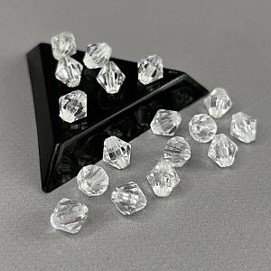 (20 гр) Намистини пластик біконус Ø10 мм, - прозорий