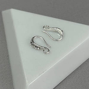 1 пара - Швензи для сережок гіпоалергенний сплав Стразик 14 мм - світле срібло