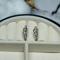 Сережки Xuping Jewelry сердечки з білим цирконом з медичного сплаву родій 15х5 мм XCP-272