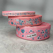 2,5 см Стрічка сатинова з принтом на відріз - #743/2 персикова, фото 5
