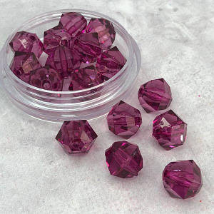 (20 грам) Ø14 мм Намистини грановані пластик #3365/187 - фіолетовий прозорий