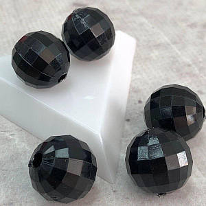 (20 грам) Ø17 мм Намистини грановані пластик- чорний