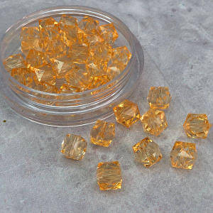 (20 грам) Ø9 мм Намистини грановані пластик #378/126 - персиковий