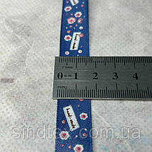 1,5 см Стрічка сатинова з принтом на метраж - #743/1 - синій джинс, фото 5