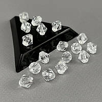 (20 гр) Намистини пластик біконус Ø10 мм, - прозорий