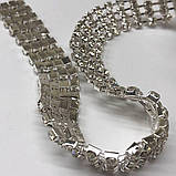 1м - Стразовий ланцюг 4 ряди SS 16 (4 мм) Кристал у сріблі - 15 мм, фото 2